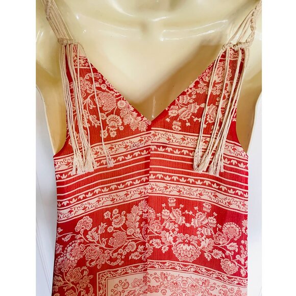 ZARA Boho Floral-Patch Maxi Dress with Crochet Neck and Fringe XS/S - Picture 12 of 16